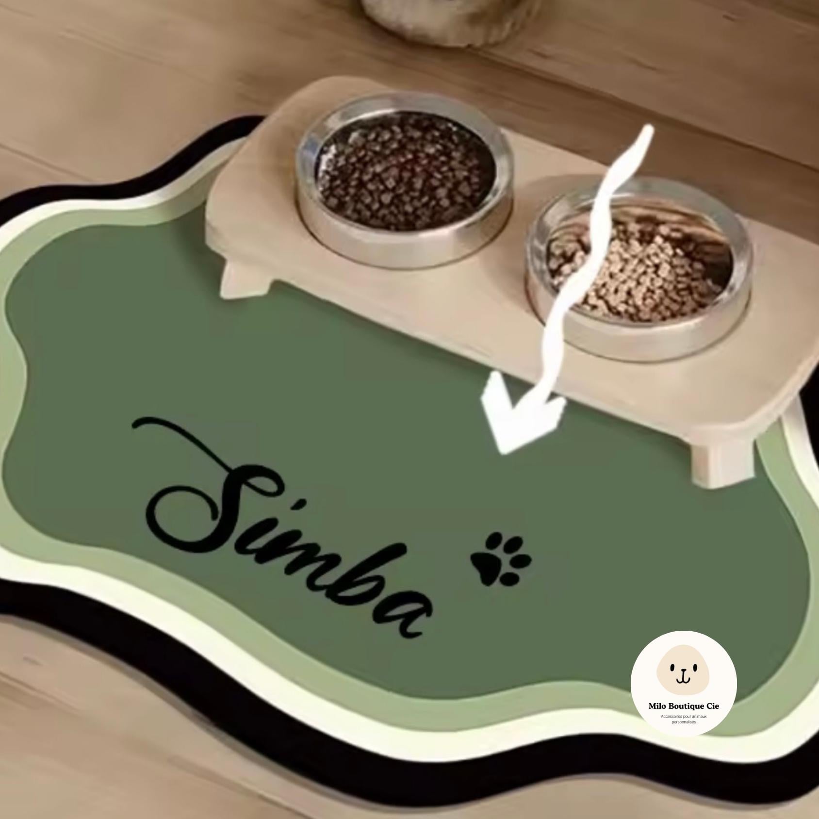 Tapis pour Gamelle Chien et Chat Personnalisable – Anti-Déversement