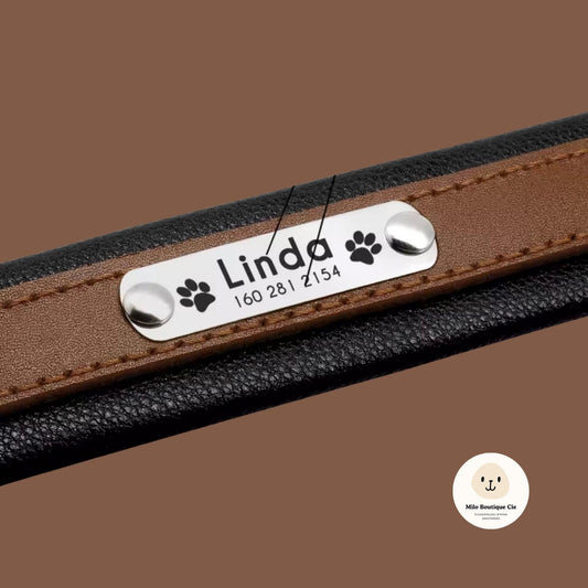 Collier en Cuir avec Plaque d’Identification – Chic, Durable & Personnalisable