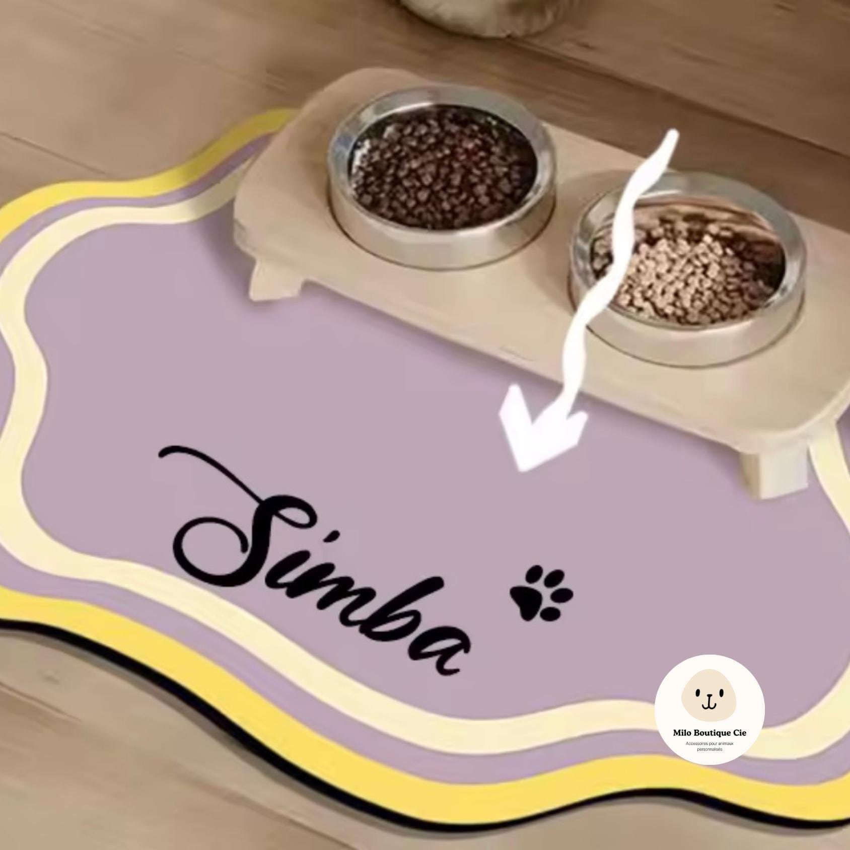 Tapis pour Gamelle Chien et Chat Personnalisable – Anti-Déversement
