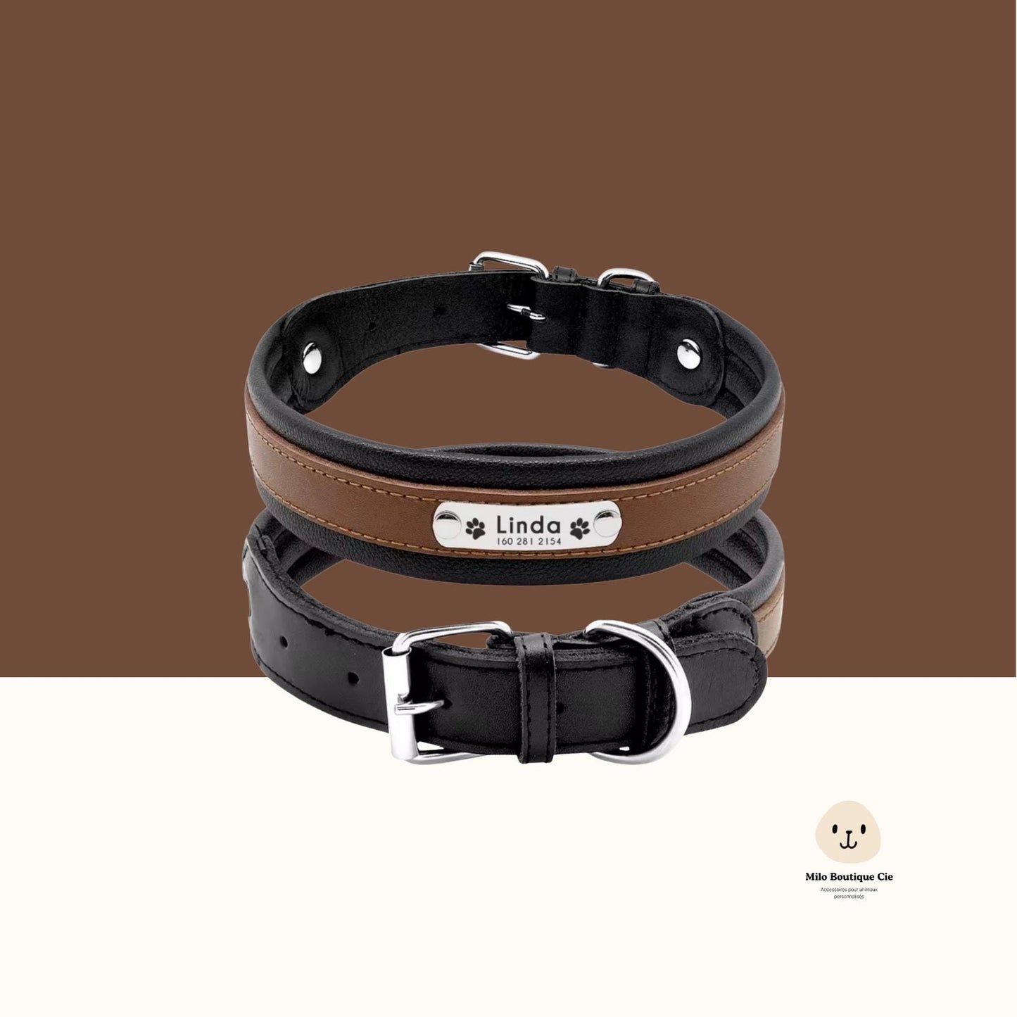 Collier en Cuir avec Plaque d’Identification – Chic, Durable & Personnalisable