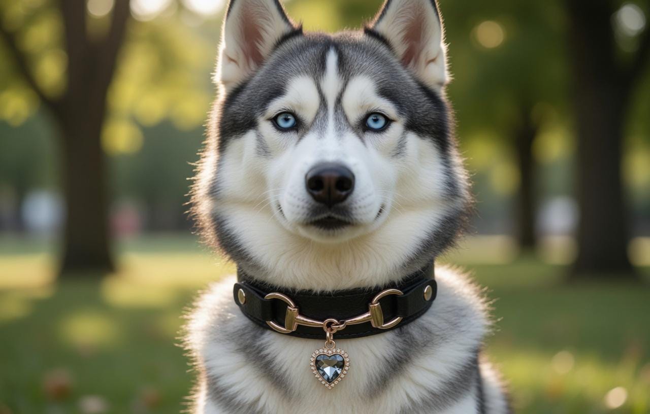 Collier Cuir Véritable avec Strass pour Chien et Chat – Élégant