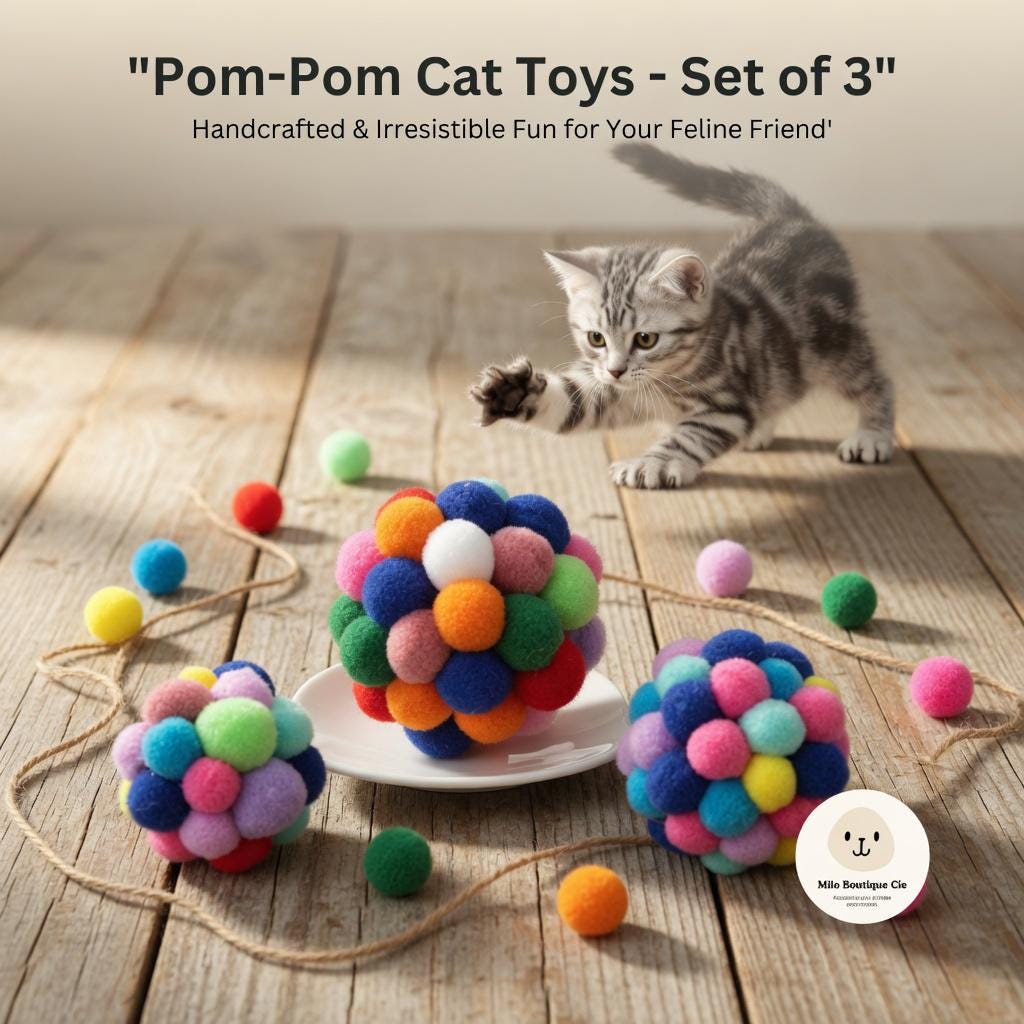 Boule en Laine pour Chat – Jouet Peluche Coloré et Interactif