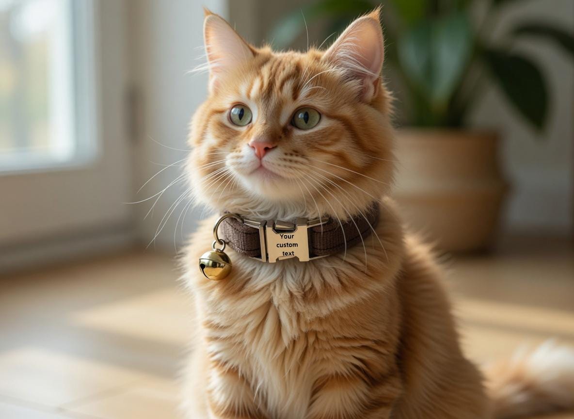 Collier Chat Velours Personnalisable – Collier Chic avec Médaille