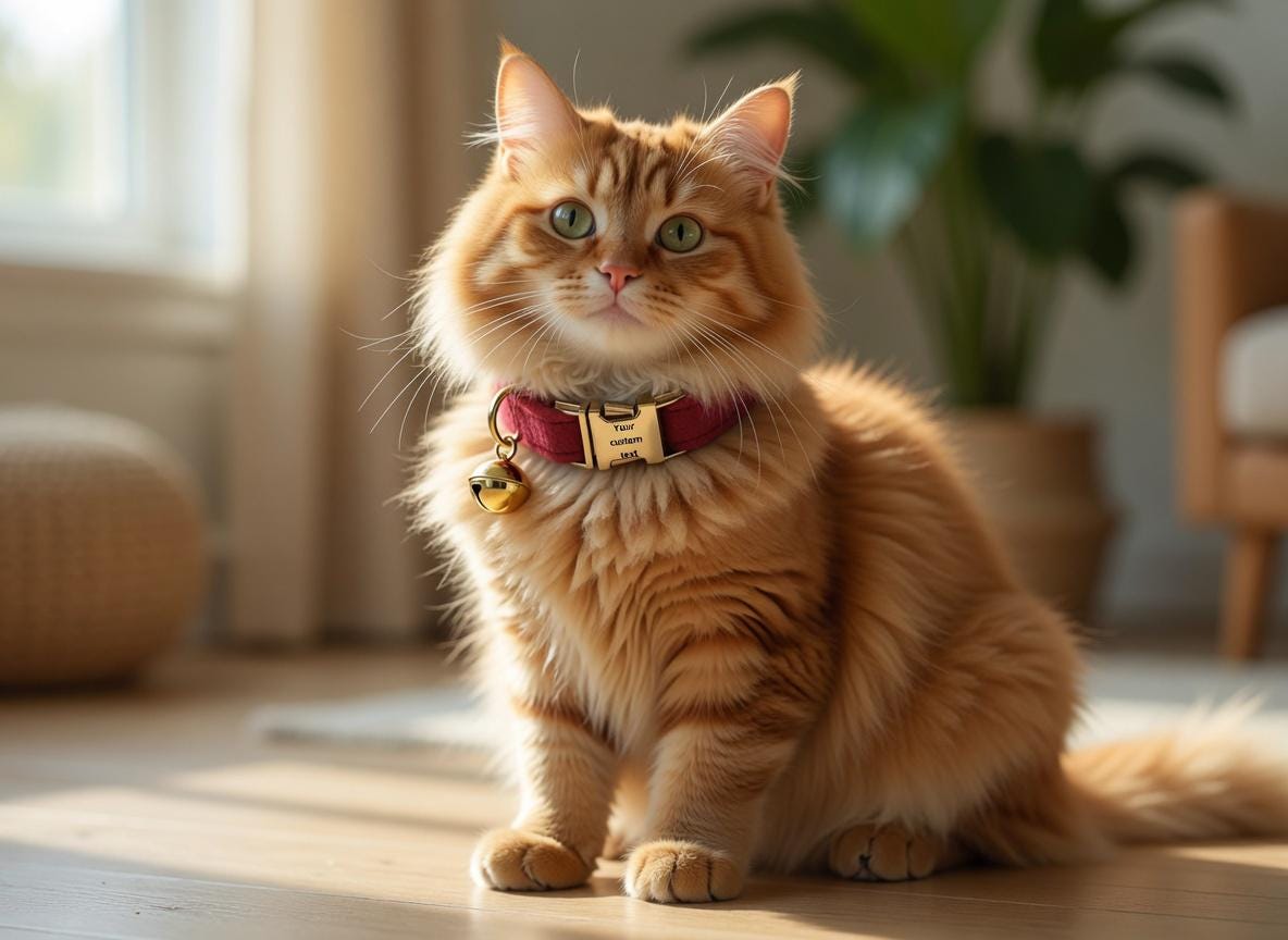 Collier Chat Velours Personnalisable – Collier Chic avec Médaille