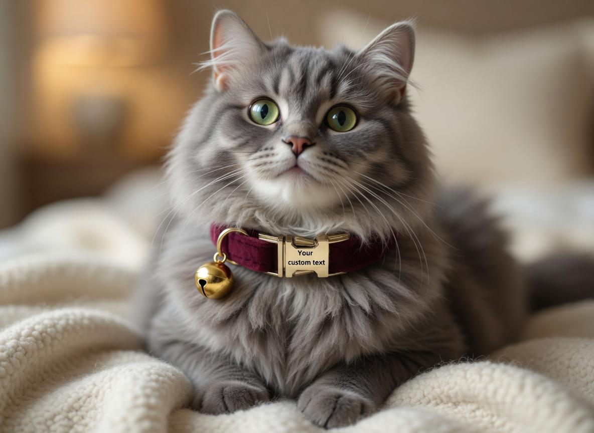 Collier Chat Velours Personnalisable – Collier Chic avec Médaille