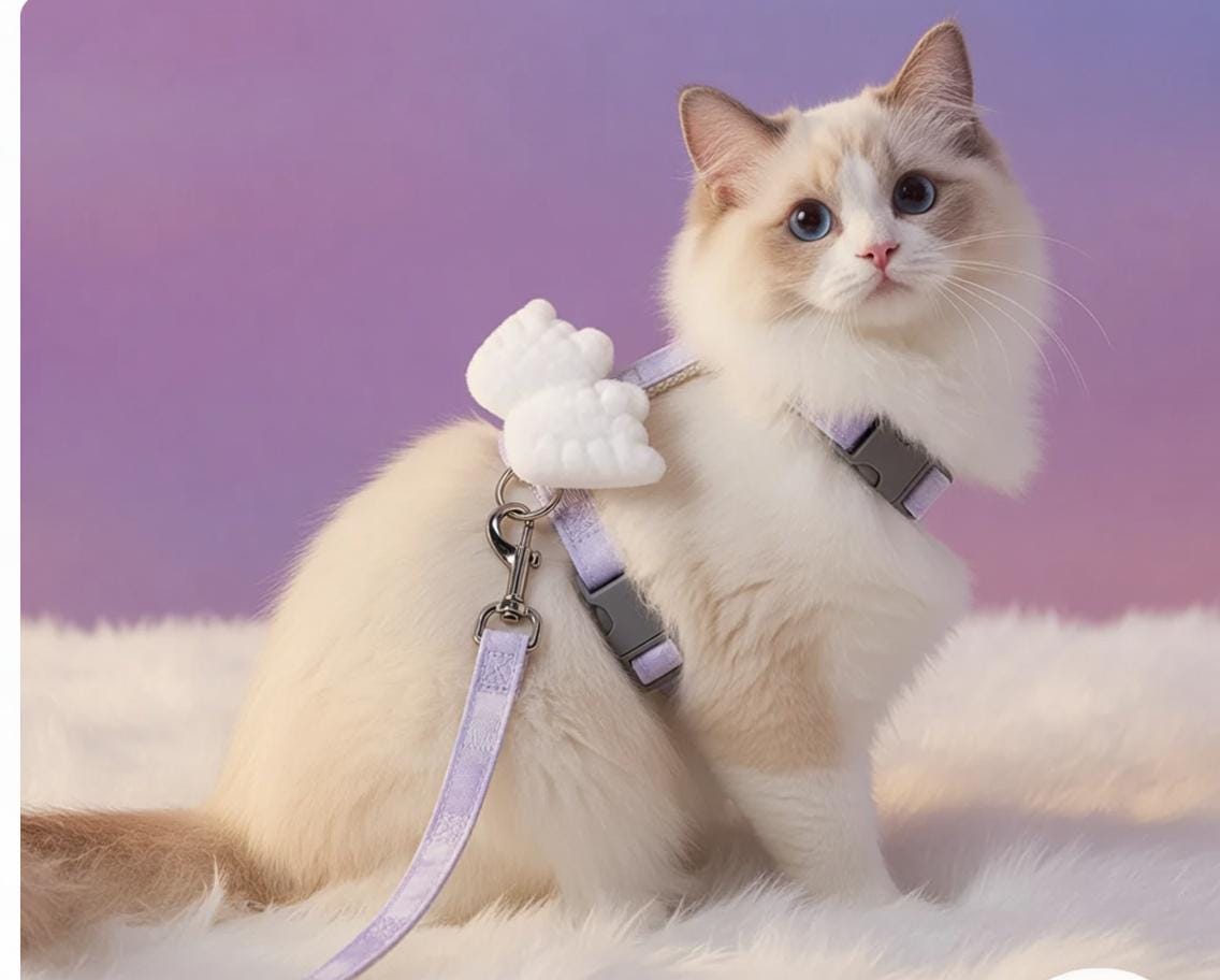 Harnais pour Chat Mignon avec Laisse – Confortable et Réglable