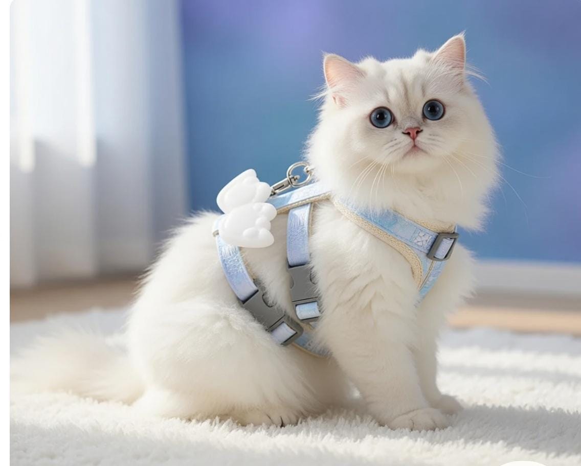Harnais pour Chat Mignon avec Laisse – Confortable et Réglable