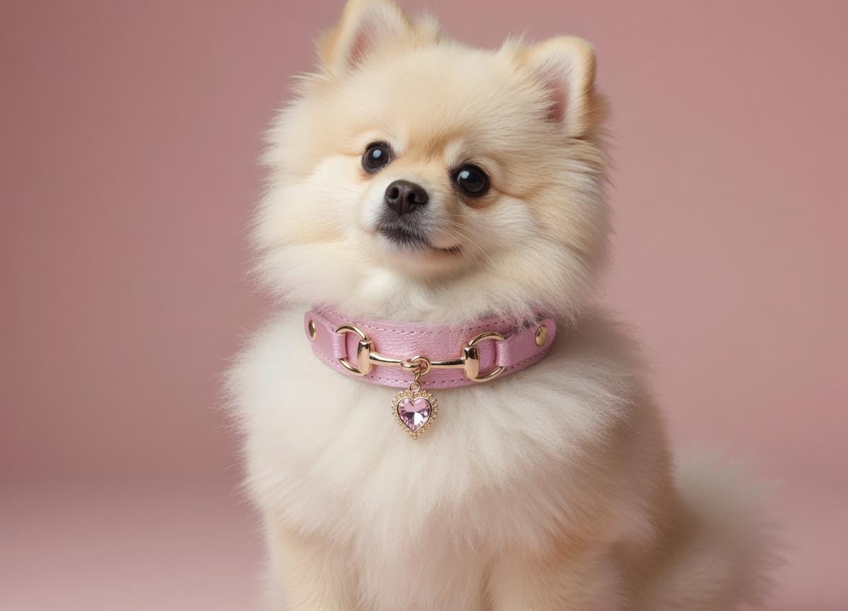 Collier Cuir Véritable avec Strass pour Chien et Chat – Élégant