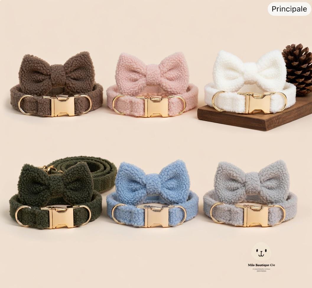 Collier Chien avec Nœud Personnalisable – Style Coordonné et Confortable