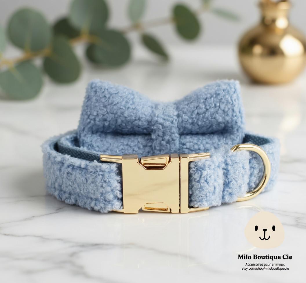 Collier Chien avec Nœud Personnalisable – Style Coordonné et Confortable