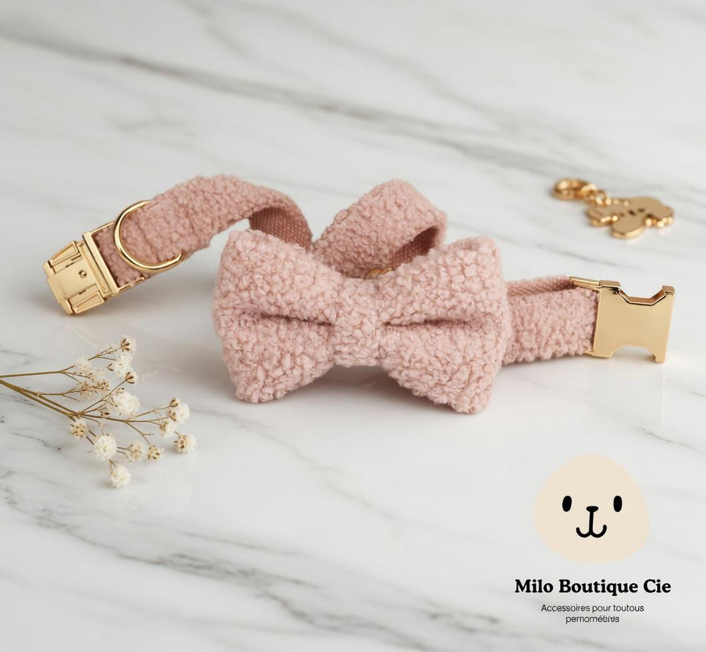 Collier Chien avec Nœud Personnalisable – Style Coordonné et Confortable