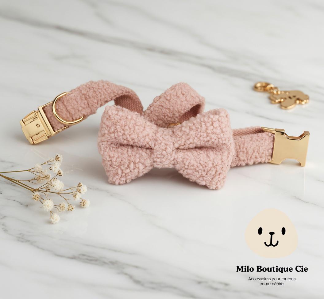 Collier Chien avec Nœud Personnalisable – Style Coordonné et Confortable